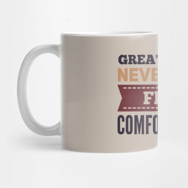 Great Things never come from comfort zones motivational quotes on apparel by BoogieCreates